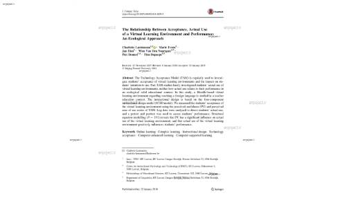 The Relationship Between Acceptance, Actual Use of a Virtual Learning Environment and Performance: An Ecological Approach